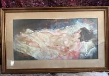 Vintage Julian Ritter Painting Print Showgirl Reclining Nude Woman Signed picture