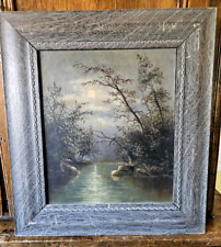 Antique Moonlight On The Lake Oil Painting on Canvas 19.5x19