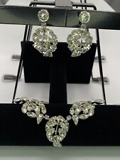 Signed Christian Dior By Kramer Clear Rhinestones 17” Necklace/Earrings STUNNING picture