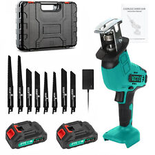 21V Cordless Reciprocating Saw + 2 Battery & Charger Recip Sabre Saw + 8 Blades picture
