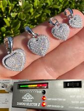 MOISSANITE 925 Silver Iced Small Ladies Heart Shaped Love Pendant Necklace Charm picture