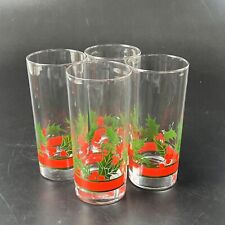 4 Vtg Libbey Christmas Holly Berry Drinking Glasses Tumblers Cocktail Bar Set picture