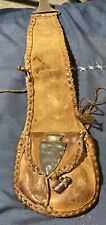 Small Antique Handmade Leather Pouch With Arrowhead picture