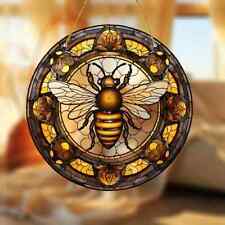 Stained Glass Bee Suncatcher - Indoor/Outdoor Window Hanging for Home Decor picture