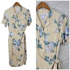 Vintage 90s Shirt Dress size 6/8 Sarong Wrap Skirt Layered Tropical Cottagecore  picture