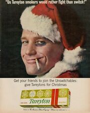 1963 Tareyton Cigarettes Vintage Print Ad Christmas Santa Hat Rather Fight  picture