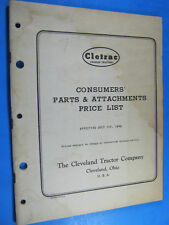 1940 CLETRAC CRAWLER TRACTOR CONSUMERS PARTS ATTACHMENT $$ PRICE LIST  picture