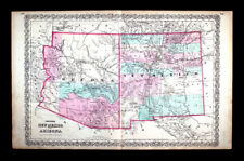 1874 Colton Atlas Map Arizona New Mexico Santa Fe Alburquerque Tucson Phoenix  picture