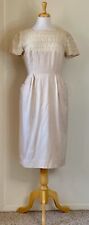 Vintage 1960's Don Sachs Size S/M Beige Embroidered Lace Trim Day Dress picture