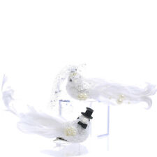 Lovely Pair of Glitzy Glittered Dressed Bride and Groom Doves picture