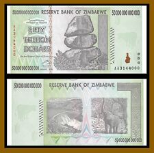 Zimbabwe 50 Trillion Dollars, 2008 P-90 Banknote Used (Cir) COA picture