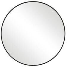Round Mirror-24 Inches Tall and 24 Inches Wide-Satin Black/Mirror Finish - picture