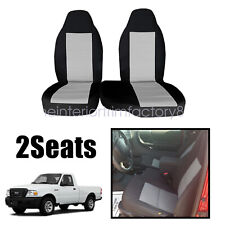 For 2004-2012 FORD RANGER 60/40 HIBACK CAR SEAT COVERS Light-Gray + Black picture