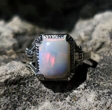 Vintage 14k White Gold 1.26ct Genuine Natural Opal Ring Jewelry (#J5711) picture