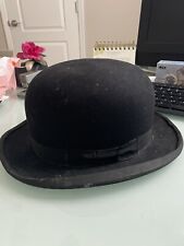Vtg 1920s John B. Stetson Co. Black Wool Felt Derby Bowler Hat Antique See Pics picture