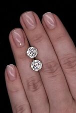 4 Ct TW Moissanite Solitaire Stud Earrings 14K White Gold Certified FL/D $695.00 picture