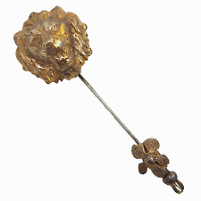 Miriam Haskell Stick Pin Lion Head w Clutch Gold Tone Metal Signed Vintage AS-IS picture