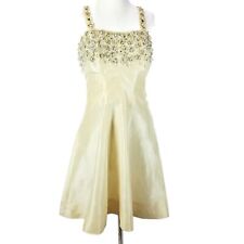 Vintage Handmade Ivory Beaded Party Dress Womens S? Rhinestones picture