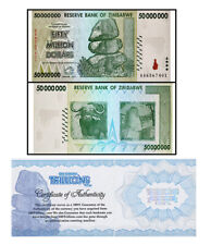 50 Million Zimbabwe Banknotes 2008 AA Series UNCIRCULATED P-79 trillion USA picture