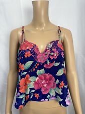 Vintage Victoria Secret Gold Label Satin Colorful Floral Embroidered Cami Small picture