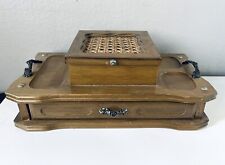 Beautiful Vintage Wood & Leather Men's Valet Jewelry Box/Organizer Unisex picture