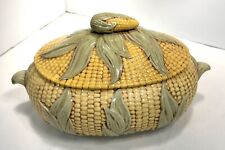 Vintage Majolica Style Corn Soup Tureen Serving Dish picture