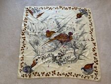Vintage French Silk Scarf 34 x 34 Wonderful Intricate Design Pheasants Hunters  picture