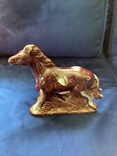 Vtg Ceramic Clay Horse Figurine Brown White 7” Tall, Base 6.5” picture