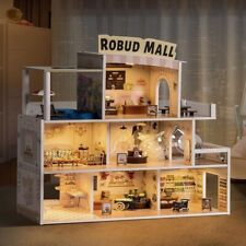 ROBOTIME Wood Dollhouse Shopping Mall Doll House with Lights Music for Xmas Gift picture