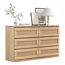 Rattan Chest of 6 Drawers with Anti-Tip Kit & Smooth Slide for Bedroom Hallway   picture