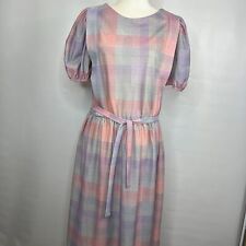 Vintage 80s Grissom Lane Dress SZ 14 Belted Pastel Classic Mom Granny Dress picture