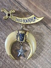 Antique Abou Ben Adhem Shriners Moon Star Brooch picture