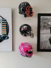 F1 1/2 Scale helmet wall hanger.  3d printed from PLA+, display holder, mount picture