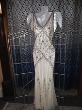 VINTAGE 90'S CACH'E CREAM SILK  BEADED MERMAID GOWN SIZE 4 picture