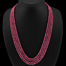 BEST QUALITY FANTASTIC 396.00 CTS NATURAL 4 LINE RUBY ROUND BEADS NECKLACE (RS) picture