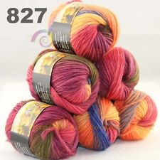 SALE LOT 6 Skeins x 50gr NEW Chunky Colorful Hand Knitting Scores Wool Yarn 827 picture