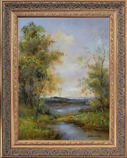 Framed Original Oil Painting, French Country Scene Landscape, Signed J Reneau picture