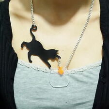 Cat Catching Goldfish in Fish Bowl Acrylic Necklace Fashion U.K SELLER picture