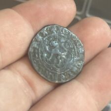 INTERESTING 13th Century 1300s Medieval Spanish Old Silver Billon Coin Lion picture