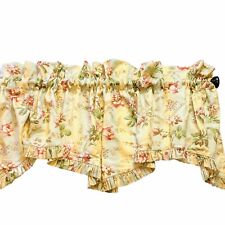 Vintage Waverly Valances (3) Yellow Blue Peony Floral Stripe Country Scallop 70