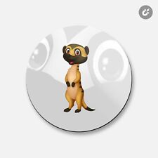 Happy Meerkat Animal | 4'' X 4'' Round Decorative Magnet picture