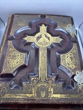 German Heilige Schrift Large Antique Catholic 1800’s Family Holy Bible picture