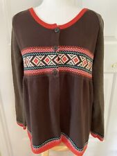 Vintage Hanna Anderson Sweater Women’s  Size L Three Button Peplum Cardigan picture