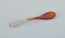 Georg Jensen, Viking, rare salt spoon with amber-colored horn handle. picture