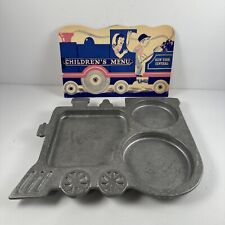 *Vintage* York Metalcrafters Pewter Child's Train Plate + Children’s Train Menu picture