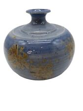 MCM Hand Thrown Studio Art Pottery Vase Blue Textured picture