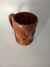 Hand-Carved Wooden TIKI Mug ~ Polynesian Village Scene ~ VGC Vintage picture