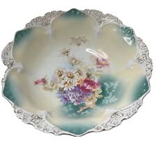 Beautiful Antique RS Prussia 10.5” Bowl Roses Daisy Flowers Circa 1894-1917 picture