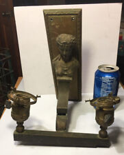 Antique Victorian Figural Bust Brass Double Wall Sconce Light For Refurbishing picture