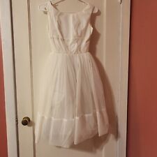 Vintage Dress White Tea Length Full Skirt 1950s XXS picture